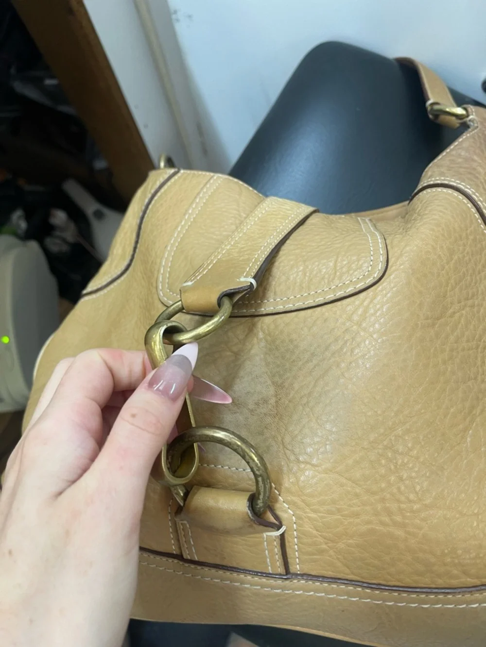 Coach Tan Pebbled Leather Shoulder Hobo - Picture 5 of 6